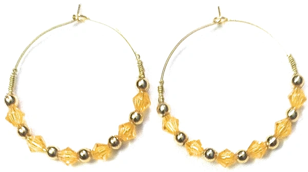 NIBRAS Yellow Tyre-Cut Crystal Seed Hoop Earrings - B09JMXMZ6X, 6 gm, 4cm x 4cm x 1cm
